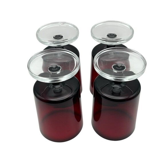 Vintage Cristal D’Arques Durand Ruby Red Cavalier Wine Glasses Set of 4 France - Picture 6 of 8